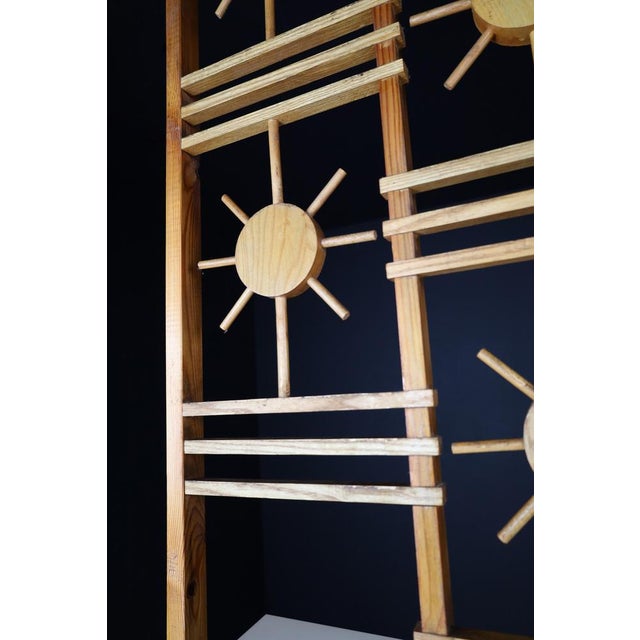 1960s Mid-Century French Pine Room Divider with Sunburst Accents, 1960s For Sale - Image 5 of 11