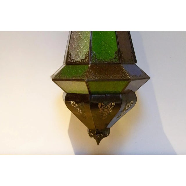 Islamic Large Etched Glass Multi-Color Lantern For Sale - Image 3 of 6