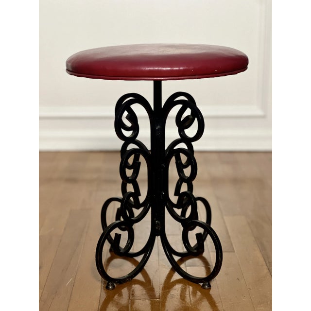Hollywood Regency Mid 20th Century Arthur Umanoff Wrought Iron Stools, Set of 4 For Sale - Image 3 of 12