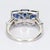 Late 20th Century Platinum Three Stone Ring With Blue Emerald Cut Sapphire & Diamonds - Size 5.75 For Sale - Image 4 of 5