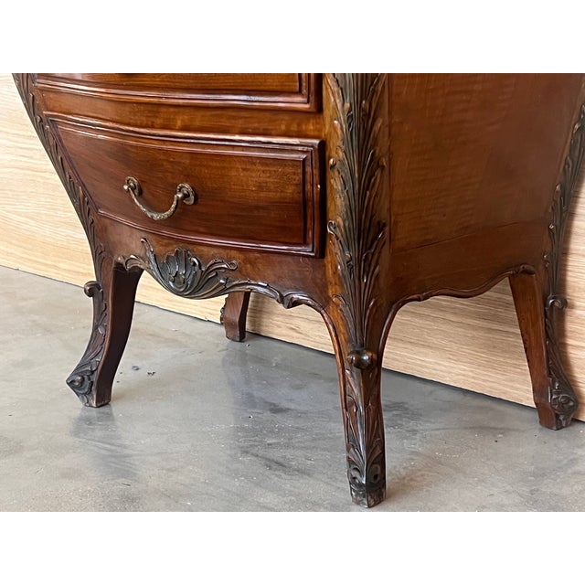 Pair of French Carved Nightstands With Three Drawers and Marble Top For Sale - Image 10 of 10