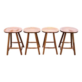 Solid Cherry Saddle Seat Bar Stool by Hunt Furniture Wingdale New York For Sale