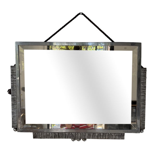 Art Deco Silver-Plated Metal Mirror, 1930s For Sale