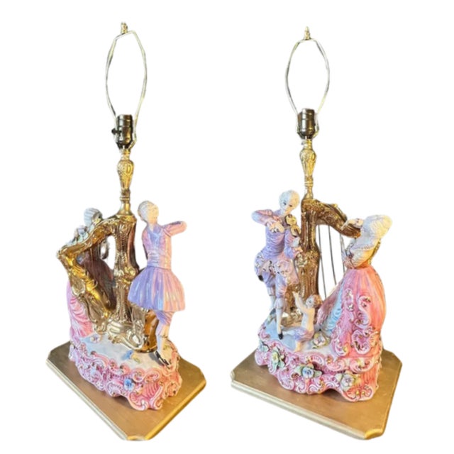 Wood Capodimonte Porcelain Lamp- Musicians For Sale - Image 7 of 18