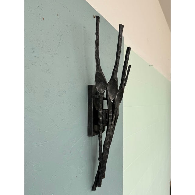 Black Italian Brutalist Wall Lamp in Iron, 1970s For Sale - Image 8 of 13