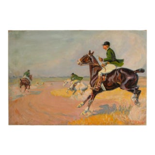 István Csengery (Budapest, B. 1887 - D. 1946) Polo Match Impressionist Oil Painting C 1921 For Sale