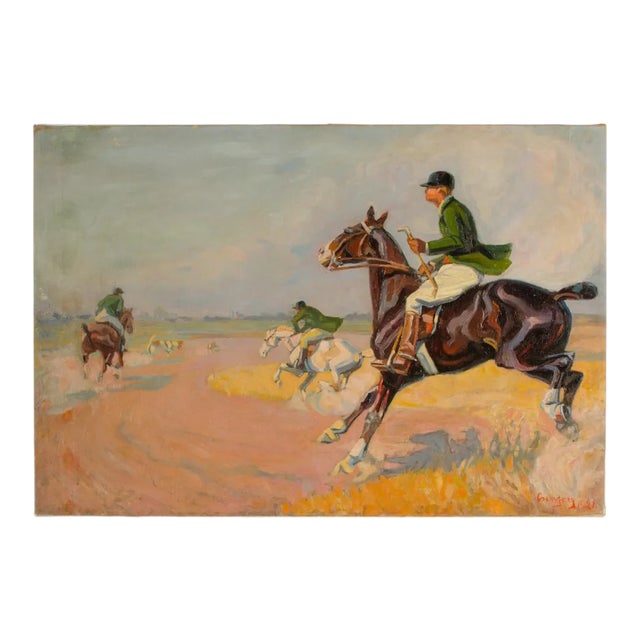 István Csengery (Budapest, B. 1887 - D. 1946) Polo Match Impressionist Oil Painting C 1921 For Sale