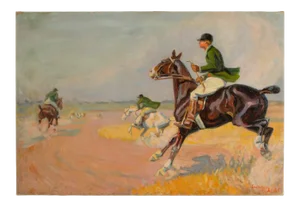 István Csengery (Budapest, B. 1887 - D. 1946) Polo Match Impressionist Oil Painting C 1921