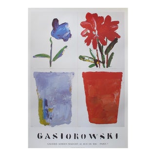 1973 French Exhibition Poster, Gerard Gasiorowski, Pots De Fleurs 131-132 For Sale