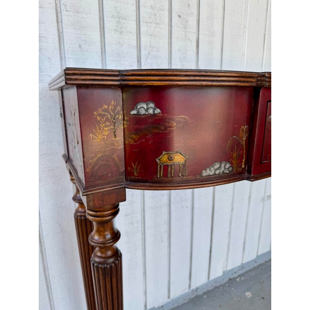 Fine Maitland Smith Flame Grain Mahogany Chinoiserie Federal Console Foyer Hall Table For Sale In West Palm - Image 6 of 12