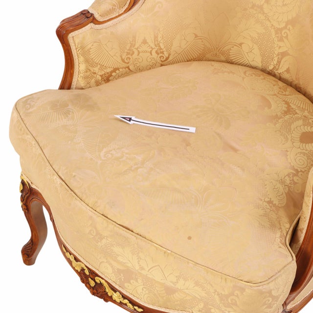 Brown Pair of French Louis XV Style Bergere Chairs, C. 1940. For Sale - Image 8 of 8
