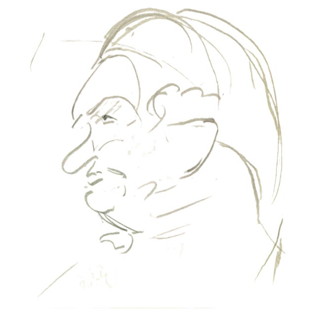 Flor David, Sketch for a Portrait, Drawing on Paper, Mid 20th Century For Sale