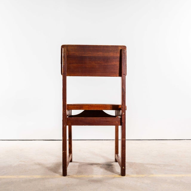 Brown Mid-Century Pitch Pine Cube Dining Chairs, 1950s, Set of 6 For Sale - Image 8 of 10