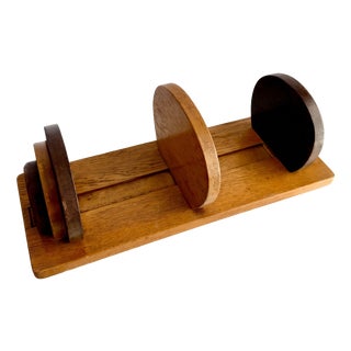 Vintage French Art Deco Wooden Bookend, 1930s For Sale
