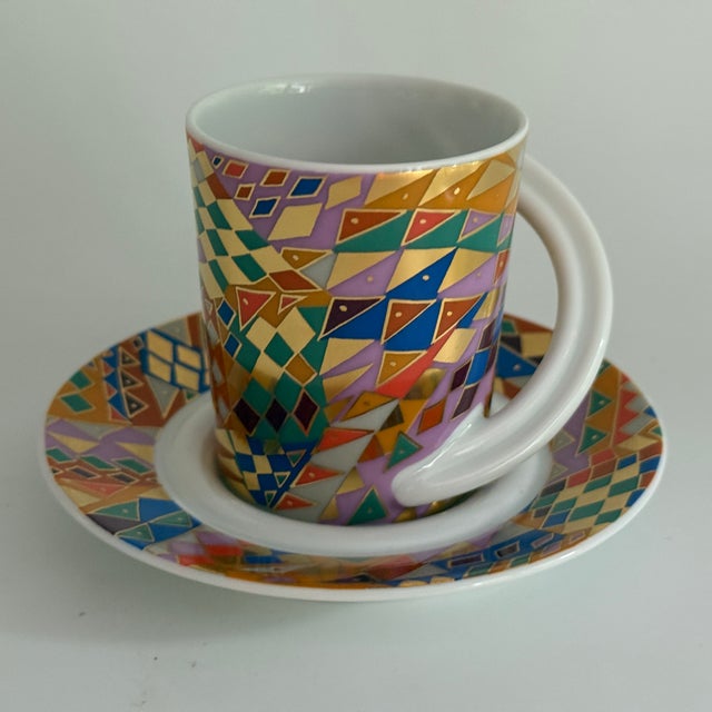 Rosenthal No. 2 Espresso Collector's Cup and Saucer by Barbara Brenner for Rosenthal Studio-Linie, 1990s, Set of 2 For Sale - Image 4 of 4