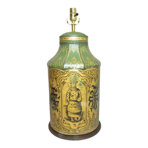 Antique Tole Painted Tea Cannister Lamp