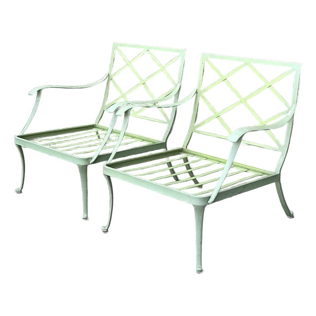 Vintage Regency Brown Jordan “Florentine” Cast Aluminum Lounge Chairs - A Pair For Sale