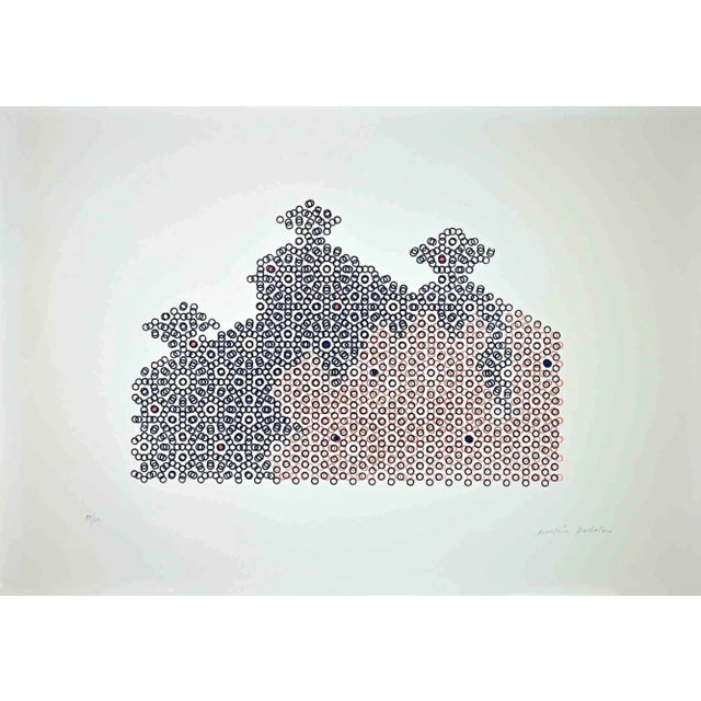 Circles is a beautiful colored serigraph realized by Mario Padovan in 1977. Hand-signed in pencil on the lower right....