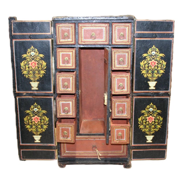 Antique Papier Mache Spice Cabinet For Sale