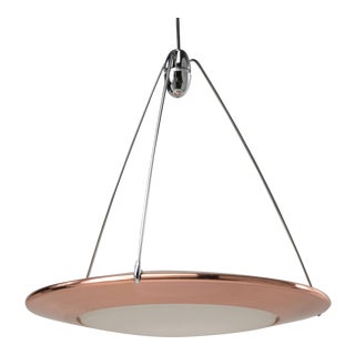 Post Modern Arteluce Ezio Didone Mira S Pendant Lamp Saucer Chandelier Copper 1980s For Sale