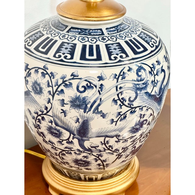 Blue Ralph Lauren Blue & White Porcelain Ginger Jar Lamps - a Pair For Sale - Image 8 of 12