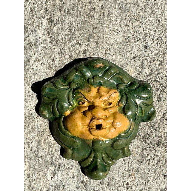 Vintage Regency Glazed Terracotta Face Sculpture For Sale - Image 4 of 7