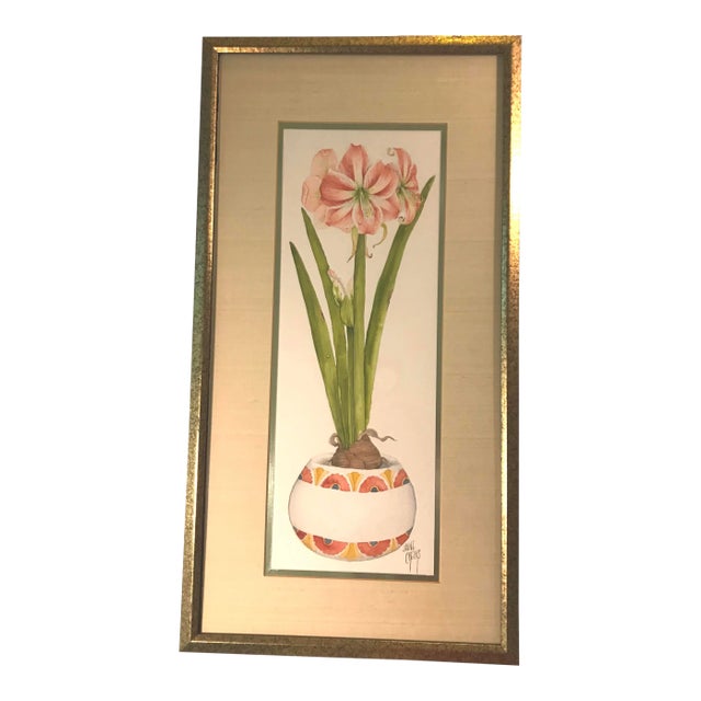Vintage Hand Painted Watercolor by Jayne Crews For Sale