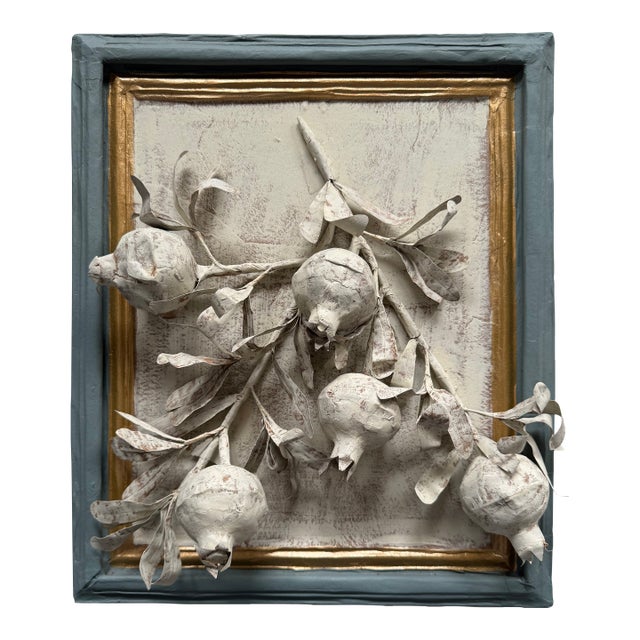 Three-Dimensional Papier Mache' Botanical Art in Papier Mache Frame For Sale