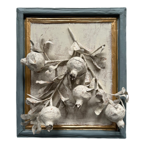 Three-Dimensional Papier Mache' Botanical Art in Papier Mache Frame