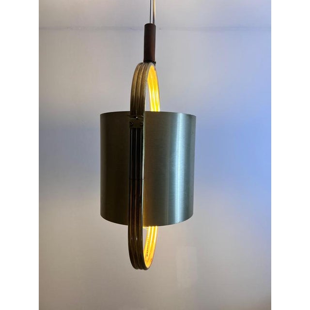 Brass and Acrylic Glass Pendant Lamp attributed to Temde, 1970s For Sale - Image 13 of 14