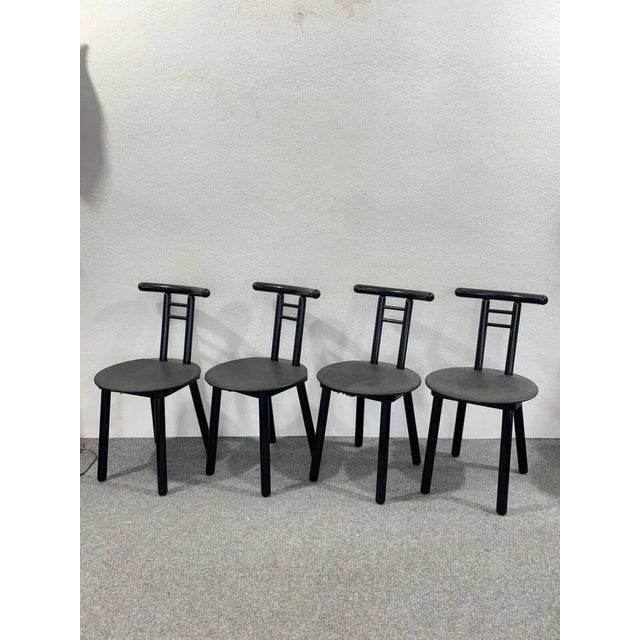 Set 4 chairs Postmodern Style Italian Design 1980's. This chair set is a vintage Italian production. Minimalist and...