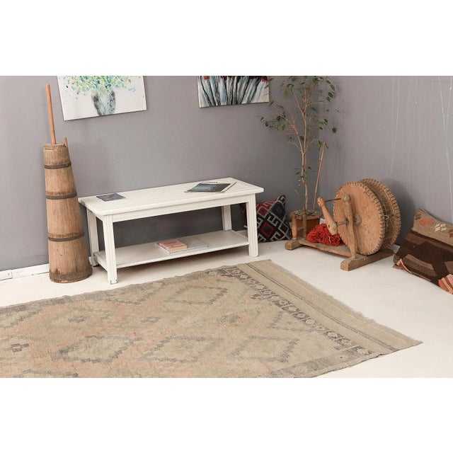 Mid 20th Century Faded Vintage Embroidered Kilim Rug For Sale In Los Angeles - Image 6 of 7