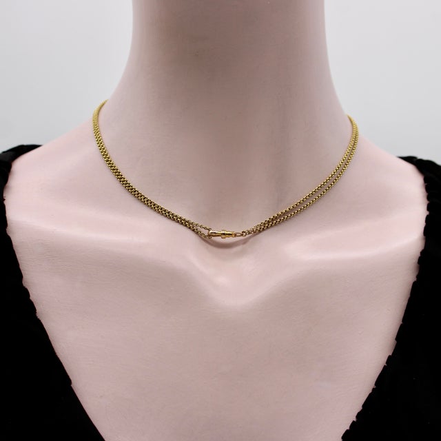 Late 19th Century Victorian 14k Gold 31” Double Cable Link Chain With Dog Clip For Sale - Image 4 of 8