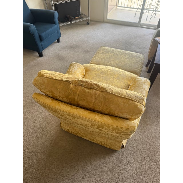 Renaissance Jessica Charles Furniture Berkeley Swivel Rocker in Yellow Raw Silk Damask For Sale - Image 3 of 10