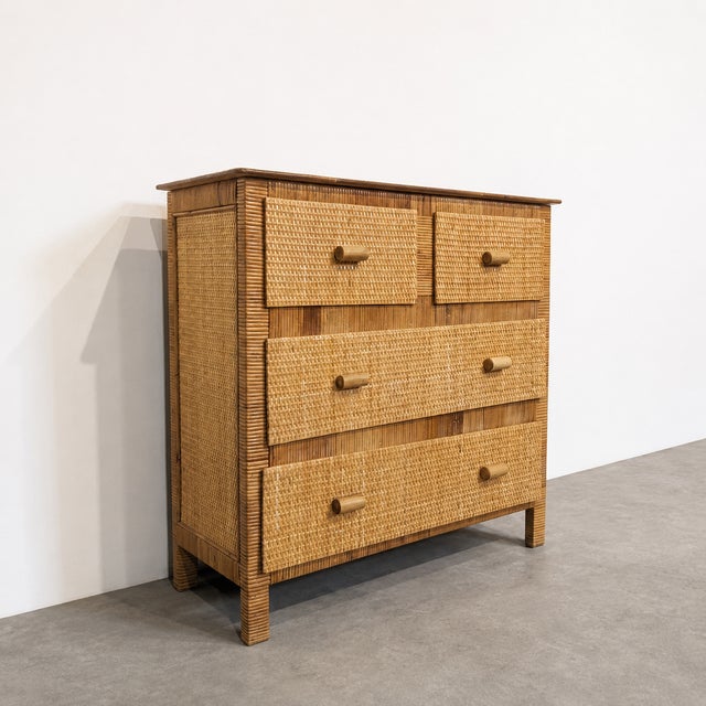 Boho Chic Vintage Riviera-Style Rattan Chest of Drawers, 1970s For Sale - Image 3 of 8
