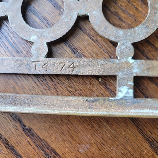 Antique Footman 1910 Solid Brass Kettle Stand Trivet English Plant Pot Riser William Tonks & Sons Stamped For Sale - Image 11 of 18