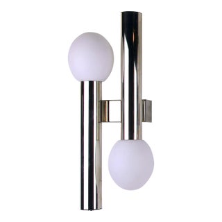 1970s Chrome and Glass Wall Lamp by Gaetano Sciolari For Sale