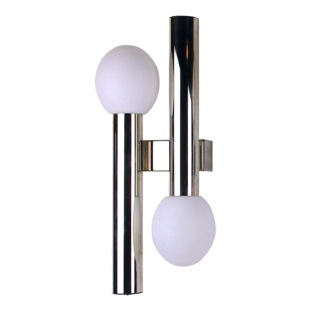 1970s Chrome and Glass Wall Lamp by Gaetano Sciolari For Sale