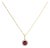 10K Yellow Gold Red Ruby and 1/10 Cttw Diamond Accent Halo Pendant Necklace For Sale