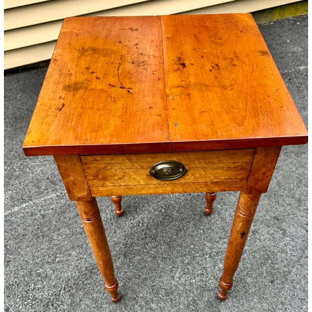 Nice antique American early 19th century maple and birdseye maple 1 drawer stand with a cherry top. I always loved that...