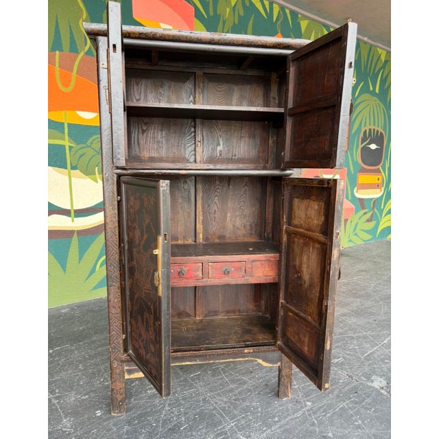Vintage Asian Lacquered Scholar Cabinet For Sale - Image 15 of 17
