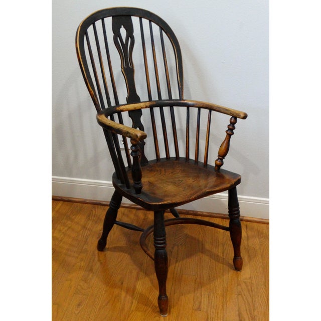 Brown 19th-Century English Pierced Slat Crinoline Windsor Chair For Sale - Image 8 of 12