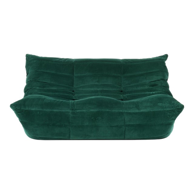 Togo Loveseat in Emerald Corduroy - Original Vintage Ligne Roset For Sale