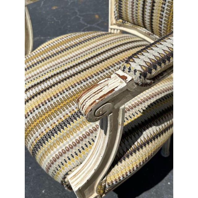 Early 20th Century Pair of Louis XVI Style Cabriolet Chairs. Hand Carved, Painted. For Sale In Tampa - Image 6 of 18