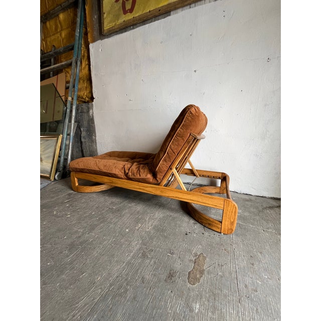 Mid Century Chaise Lounge Day Bed Solid Oak Howard MFG For Sale - Image 4 of 11