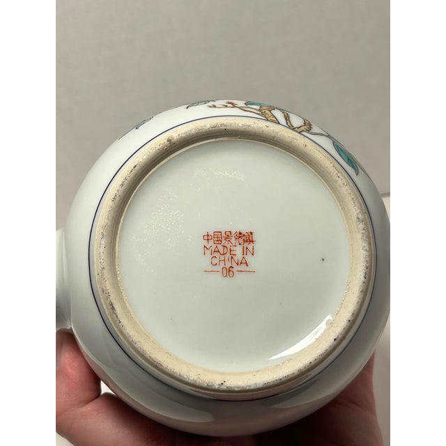 Vintage Chinese Jingdezhen Hand Painted Porcelain Tea Pot For Sale - Image 9 of 12