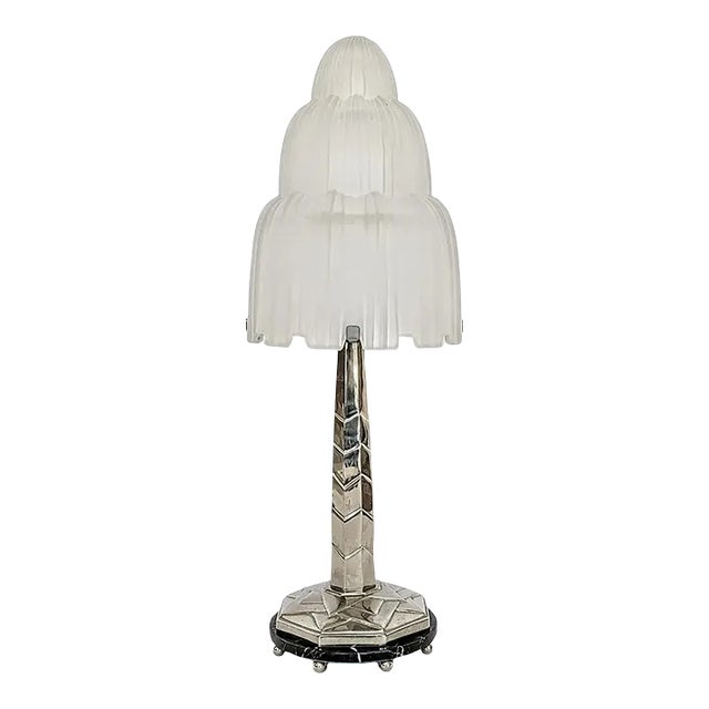 1930s French Art Deco Table Lamp Signed by Sabino For Sale