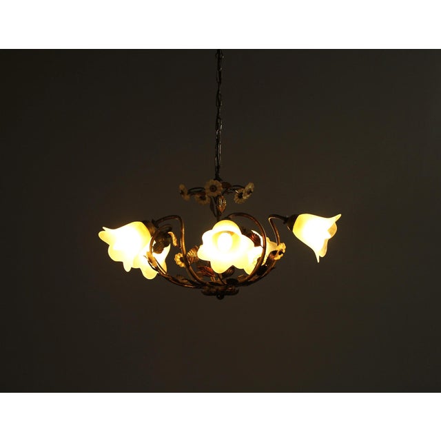 Vintage Floral Pendant Light from w.müller-münchen 1980s For Sale - Image 4 of 10