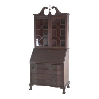 Antique Chippendale Mahogany Secretary Desk For Sale