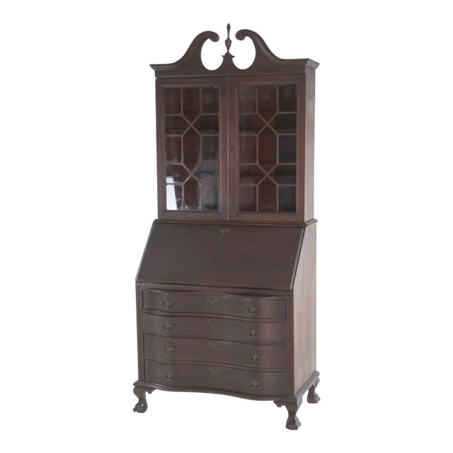 Antique Chippendale Mahogany Secretary Desk For Sale